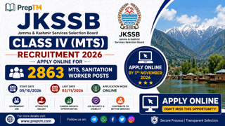 JKSSB Class IV MTS Recruitment 2026 - Apply Online for 2863 MTS, Sanitation Worker Posts