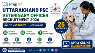 Uttarakhand PSC Veterinary Officer Recruitment 2026: 25 Vacancies, Apply Online