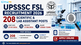 UPSSSC FSL Recruitment 2026: 208 Scientific & Lab Assistant Posts Out!